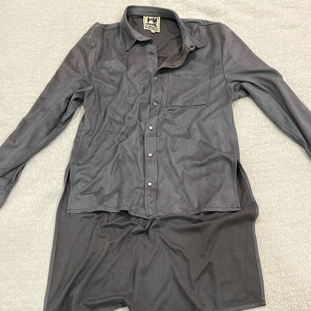 LF Suede grey hi-low button down